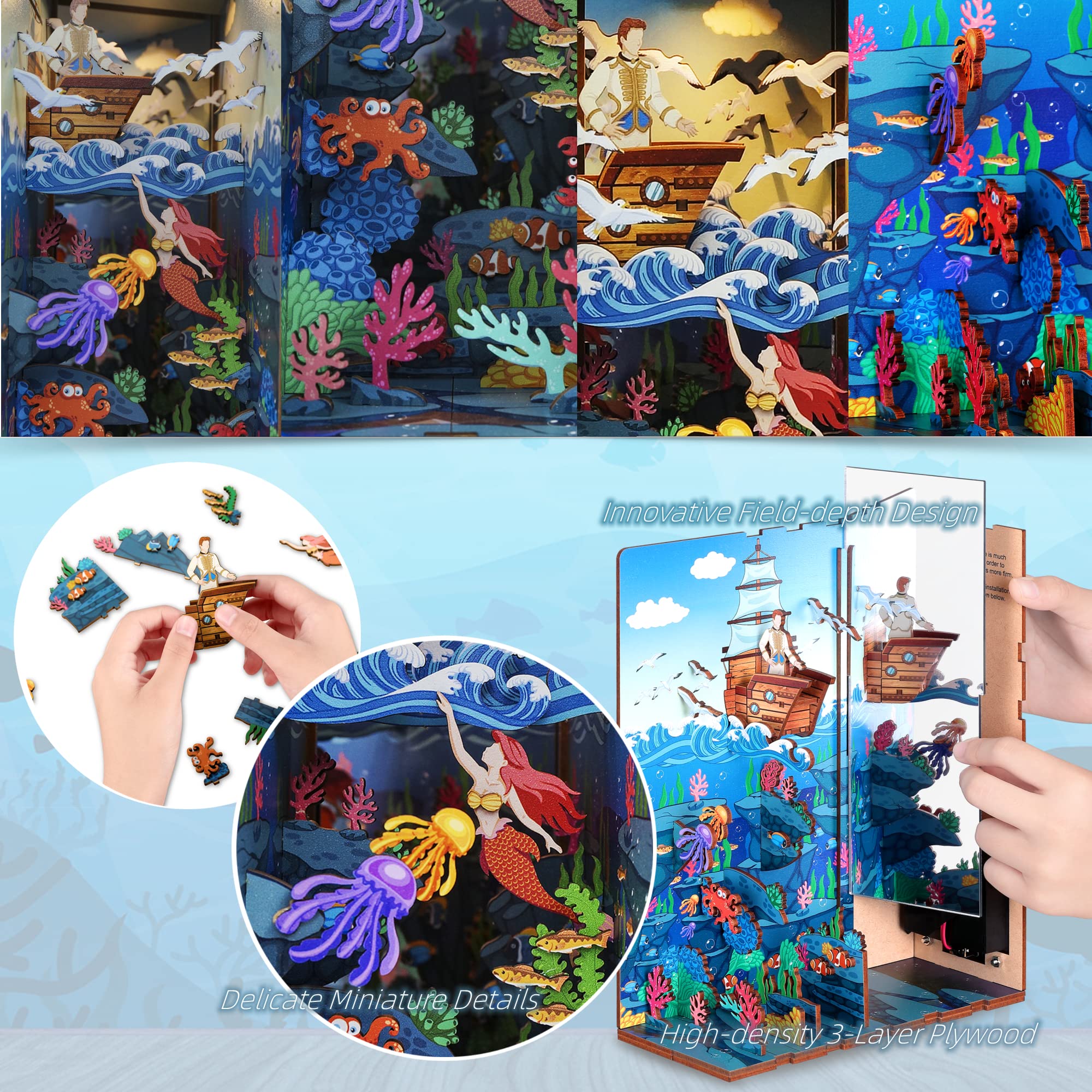 Amazon | GalaSpark 3Dパズル DIY木製ブックヌークLEDライト ブック